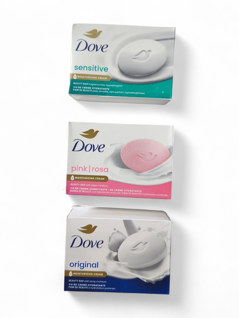 Dove Bar Soap (3 Pack) - Sensitive, Pink, Original Assortment